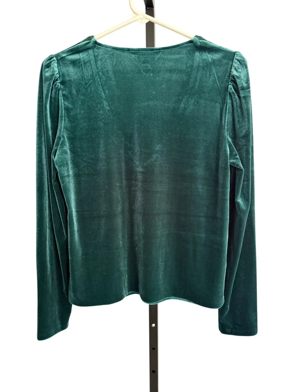 Boden Flora V-Neck Velvet Long-Sleeve Top Size 6 Lace Trim Puff Shoulders
